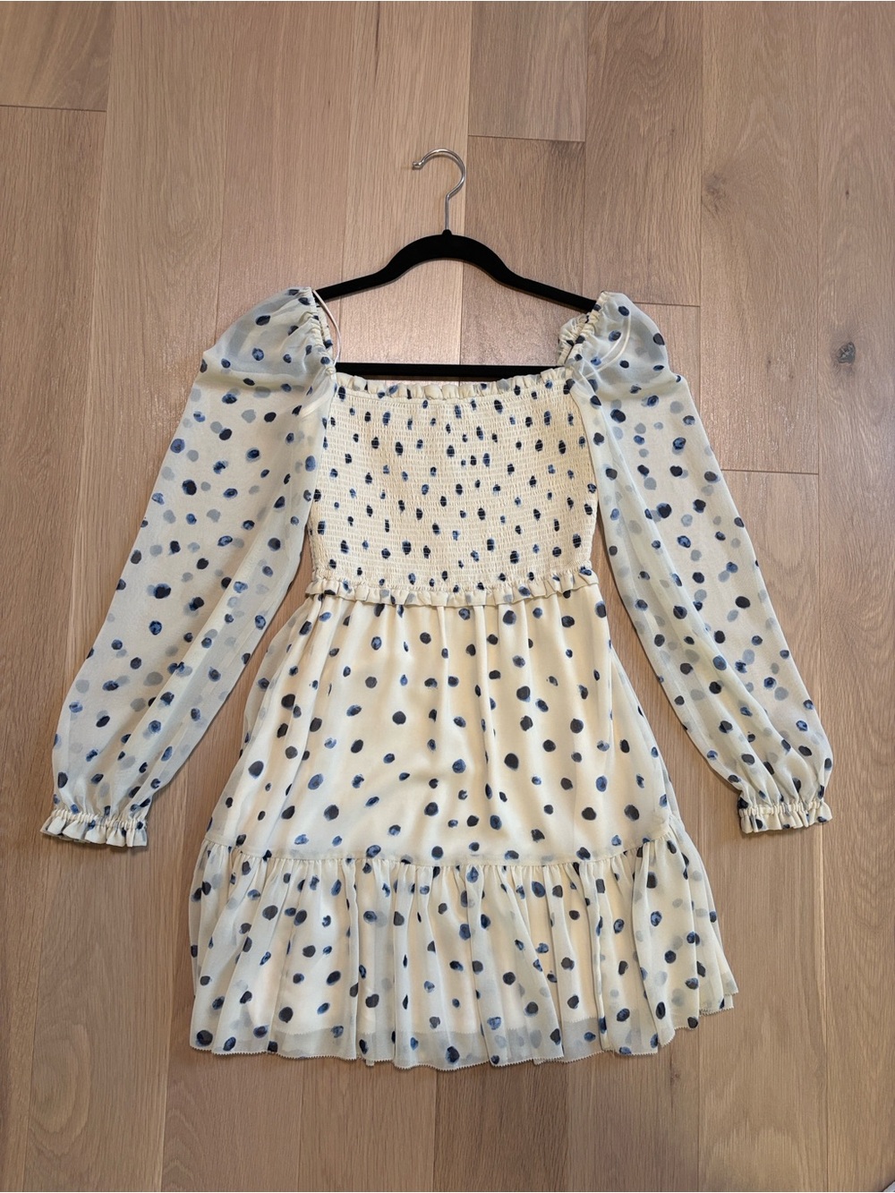 Wilfred Cream Mini Dress with Blue Dot Print - Picture 5 of 6